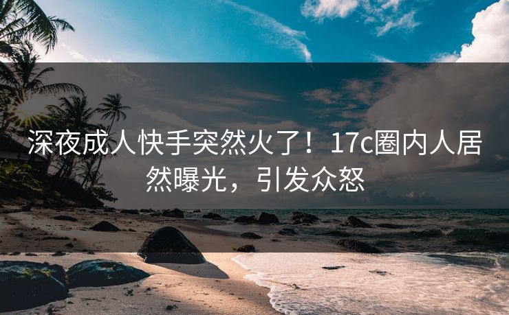 深夜成人快手突然火了！17c圈内人居然曝光，引发众怒