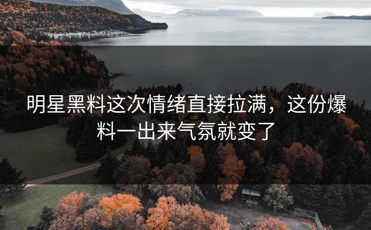 明星黑料这次情绪直接拉满，这份爆料一出来气氛就变了